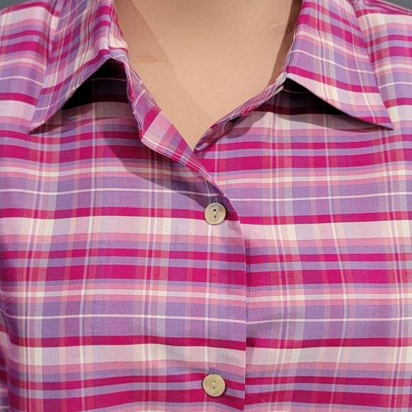 Silk Lore silk plaid blouse L - Picture 5 of 8